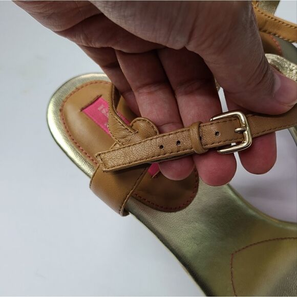 IsaacāMizrahi IsbelleĀ Gold and Tan HighāHeel Sandals Sizeā9.5 - Picture 10 of 11